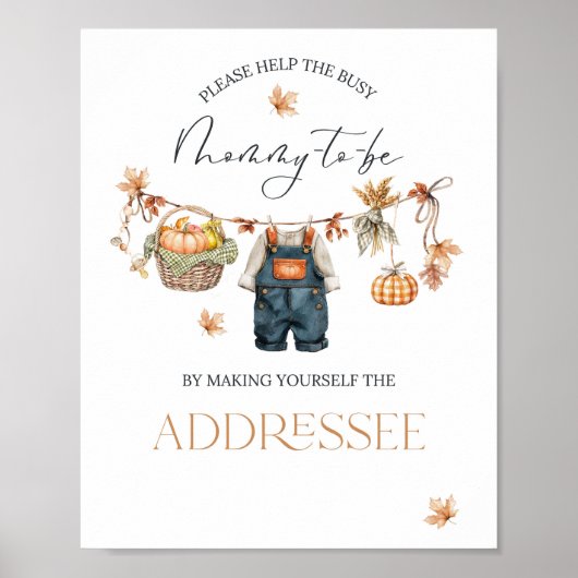 Adrressee Pumpkin Rustic Herfst Baby shower Poster (Voorkant)