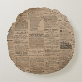 Ads of the Past, NY 1856 Round Pillow Rond Kussen