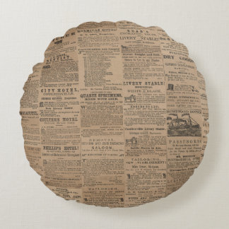Ads of the Past, NY 1856 Round Pillow Rond Kussen