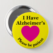 Adult 4 inch "I Have Alzheimer’s" Button (Voorkant /achterkant)