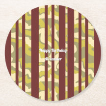 Adult Any Age Happy Birthday Camo Stripes Pattern