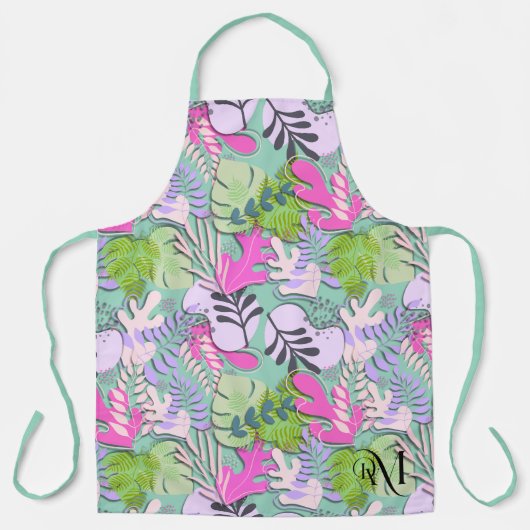 Adult Apron : Abstract Leaves (tosca) Schort (Voorkant)