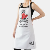 Adult Apron : My Only Queen (white) Schort (Insitu)