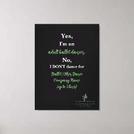 Adult Ballet Dancer Sage/White Text Lg. Canvas Afdruk