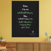 Adult Ballet Dancer Sage/White Text Lg. Canvas Afdruk (Insitu (Woonkamer))