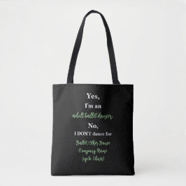 Adult Ballet Dancer Sage/White Text Tote Bag