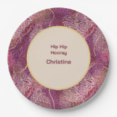 Adult Birthday Silhouette Stencil Art Pattern Papieren Bordje (Voorkant)