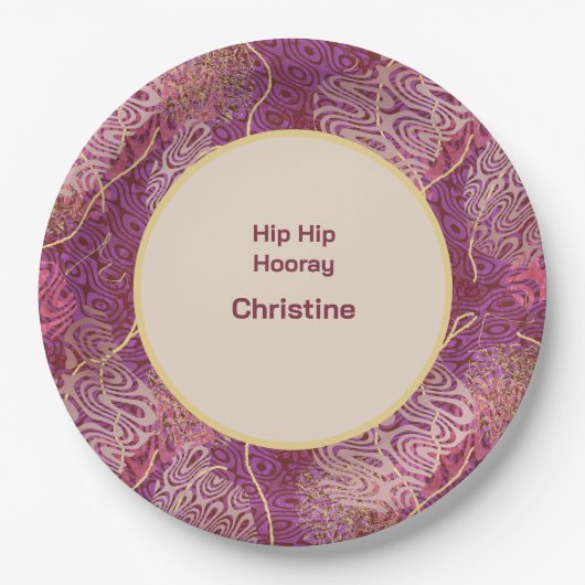 Adult Birthday Silhouette Stencil Art Pattern Papieren Bordje (Voorkant)