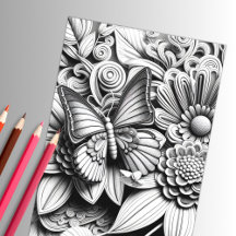 Adult Bloemen Vlinder 3D Kleurend Poster