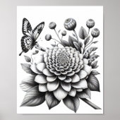 Adult Bloemen Vlinder 3D Kleurend Poster (Voorkant)