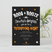 Adult Boos en Booze Halloween Party Kaart (Staand voorkant)