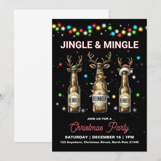 Adult Christmas Party Jingle Uitnodiging (Voorkant / Achterkant)