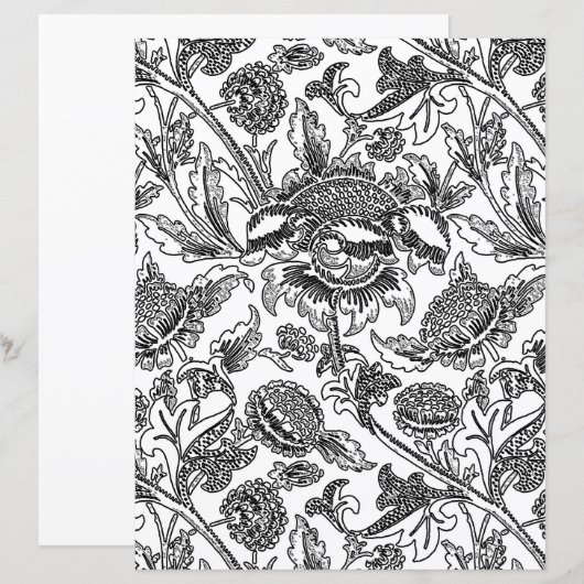 Adult Coloring Page, William Morris Sunflower (Voorkant / Achterkant)