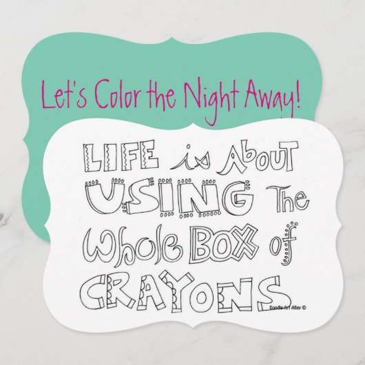 Adult Coloring Party-uitnodiging Kaart (Voorkant / Achterkant)