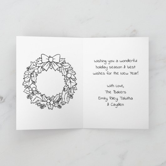 Adult Coloring Personalized Christmas  Kaart (Binnen)