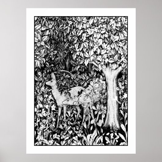 Adult Coloring Poster William Morris Forest Deer (Voorkant)