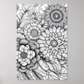 Adult Floral Botanical 3D Kleurend Poster (Voorkant)