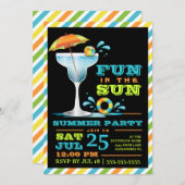Adult Fun Sun Cocktails Summer Party - Uitnodiging (Voorkant / Achterkant)