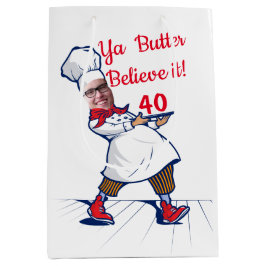 Adult Funny Chef Birthday Uw gezicht toevoegen Medium Cadeauzakje