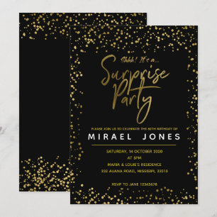 Adult Gold Surprise Birthday Party Invitation Kaart