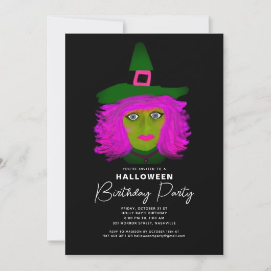 Adult Halloween Birthday Party Invitation Kaart (Voorkant)
