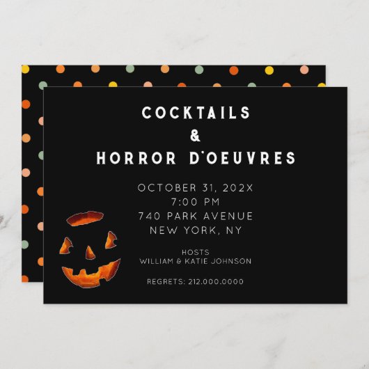 Adult Halloween Cocktail Party Invitation Kaart (Voorkant / Achterkant)