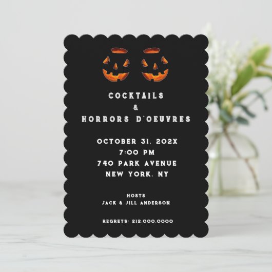 Adult Halloween Cocktail Party Invitation Kaart (Staand voorkant)