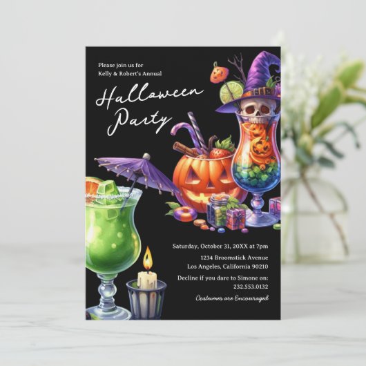 Adult Halloween Cocktail Party Kaart (Staand voorkant)
