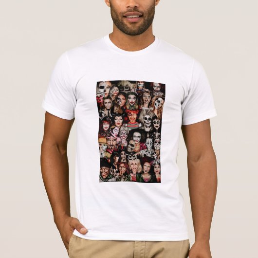 Adult Halloween Collage T-Shirt (Voorkant)