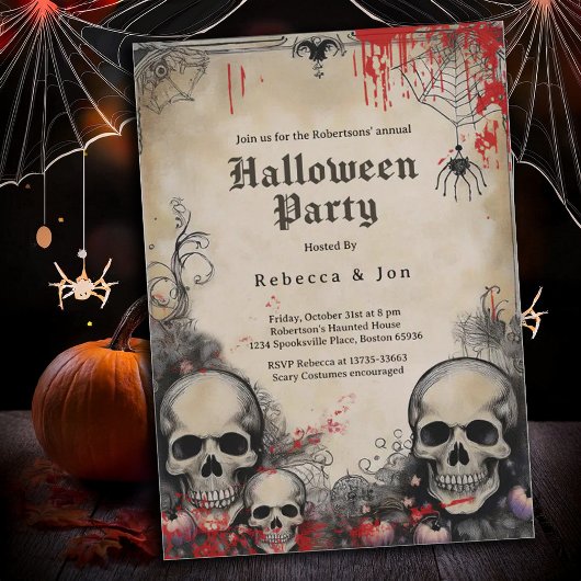 Adult Halloween Gothic Annual Party Invitation Kaart