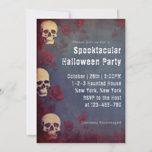 Adult Halloween Kostuum Party Skulls & Rozen Kaart (Voorkant)