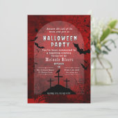 Adult Halloween Party Invitation - Red & Black Kaart (Staand voorkant)