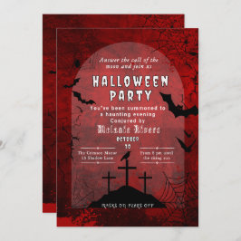 Adult Halloween Party Invitation - Red & Black Kaart