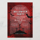 Adult Halloween Party Invitation - Red & Black Kaart (Voorkant)