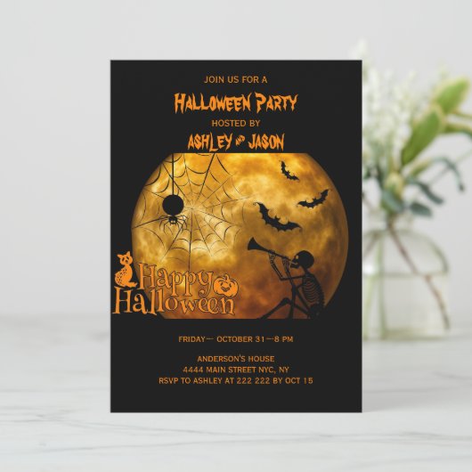 Adult Halloween Party Moon Spider Kaart (Staand voorkant)