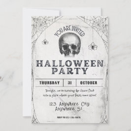 Adult Halloween Skull Party Vintage Invitation  Kaart