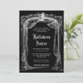 Adult Halloween Soiree Black Vintage Gothic Party Kaart (Staand voorkant)