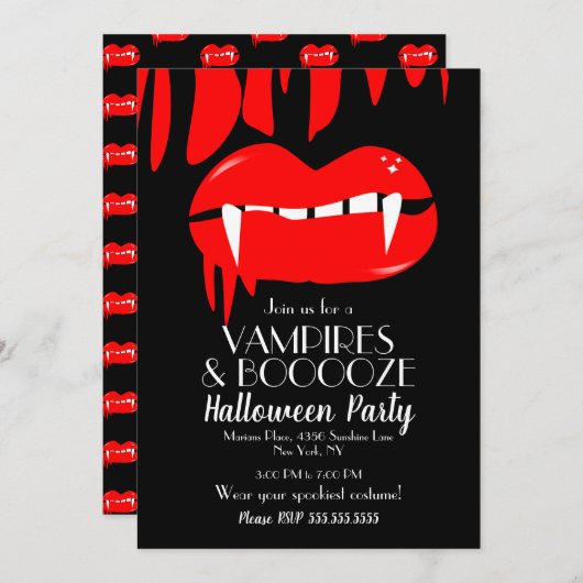 Adult Halloween Vampire Party Red Black Invitation Kaart (Voorkant / Achterkant)