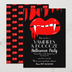 Adult Halloween Vampire Party Red Black Invitation Kaart