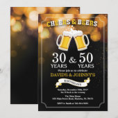 Adult Joint Birthday Invitation Cheers and Beers Kaart (Voorkant / Achterkant)
