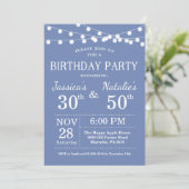 Adult Joint Birthday Party Invitation Blue Kaart (Staand voorkant)