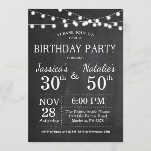 Adult Joint Birthday Party Invitation Chalkboard Kaart