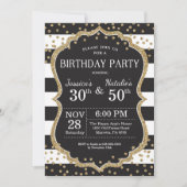 Adult Joint Birthday Party Invitation Gold Glitter Kaart (Voorkant)