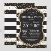 Adult Joint Birthday Party Invitation Gold Glitter Kaart (Voorkant / Achterkant)