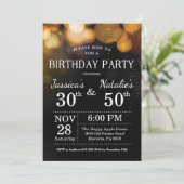Adult Joint Birthday Party Invitation Gold Glitter Kaart (Staand voorkant)