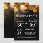 Adult Joint Birthday Party Invitation Gold Glitter Kaart (Voorkant / Achterkant)