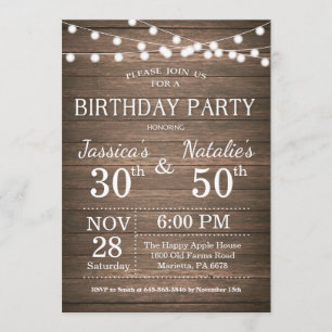 Adult Joint Birthday Party Invitation Rustisch Woo Kaart