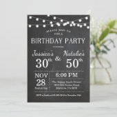 Adult Joint Birthday Party Invitation schoolbord Kaart (Staand voorkant)