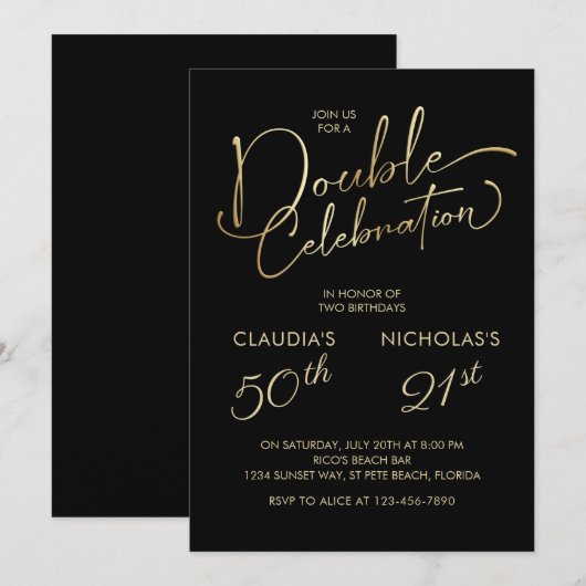 Adult Joint Birthday Party Kaart (Voorkant / Achterkant)