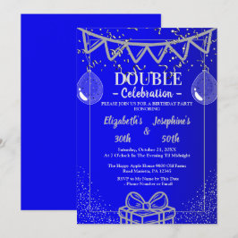 Adult Joint Dubbele Verjaardag Partij | Blauw zilv Kaart